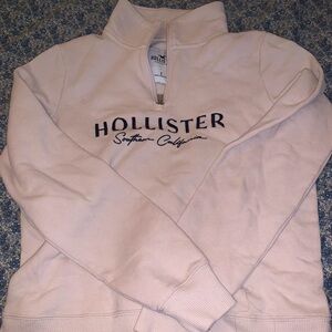 Hollister cream quarter zip up sweater